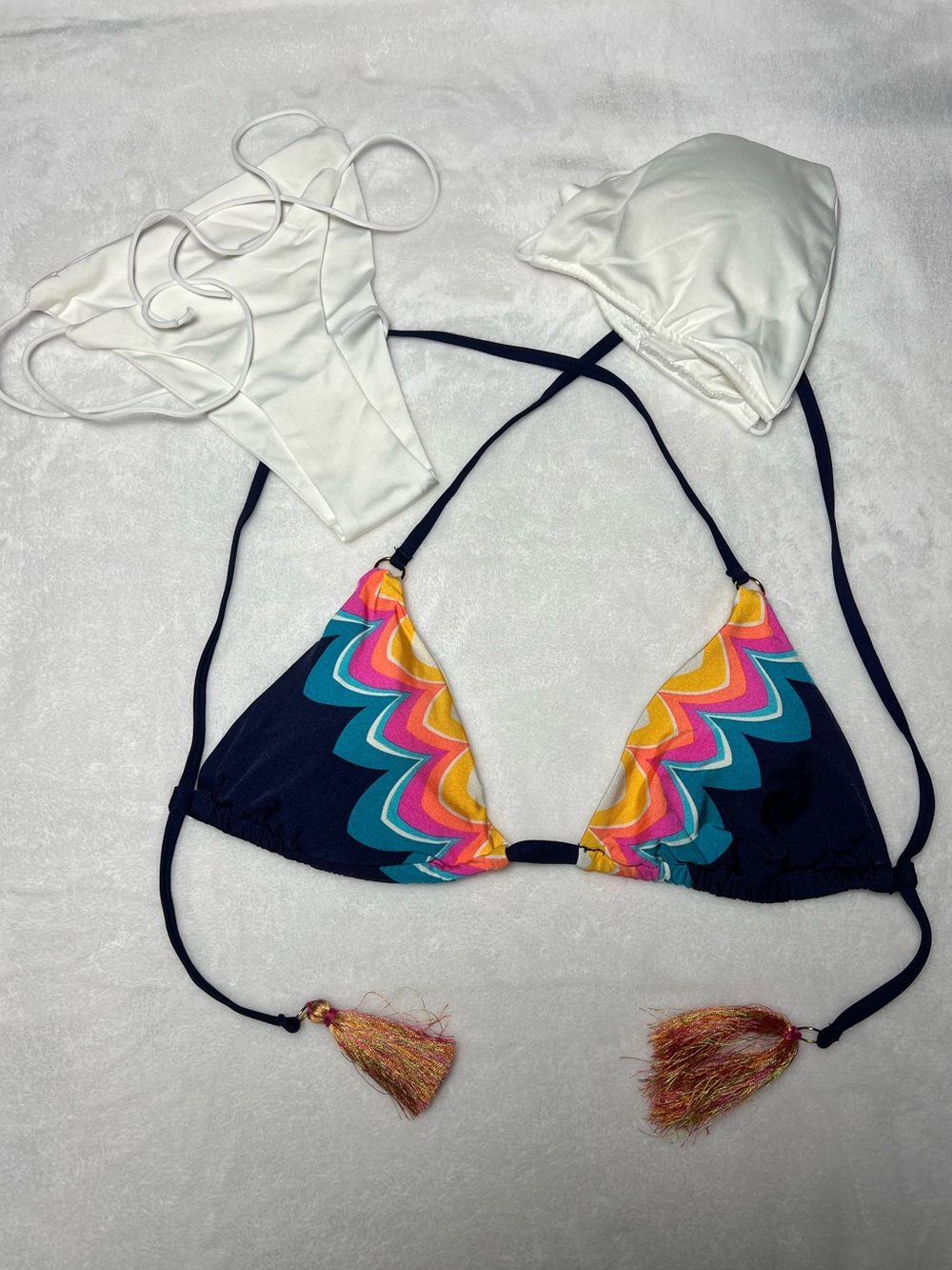 NWOT 3 Piece Tie-Side String Triangle Bikini Swimsuit Set - size S Bundle
